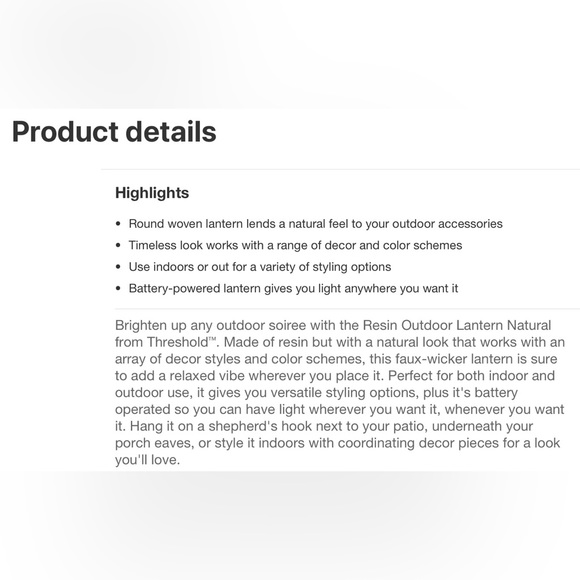 SOLD OUT 18" Rattan Flameless Candle Outdoor Lantern Beige Light Lamp Threshold - Picture 5 of 6